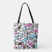 Monogram Kawaii Strawberry Milk Illustration Tote Bag (Achterkant)