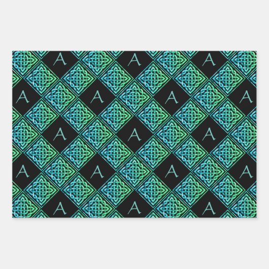 Monogram Keltisch Verpakkingsdocument Reeks van 3 Inpakpapier Vel (Voorkant 3)