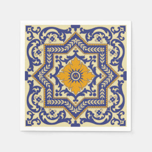 Monogram Keramische Azulejo Stijl Blauwe servetten
