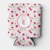 Monogram Kers Coquette Roze Aangepast Schattig Blikjeskoeler (Voorkant)