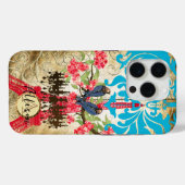 Monogram Kersenbloesem Vogel Kroonluchter Case-Mate iPhone Case (Achterkant (horizontaal))