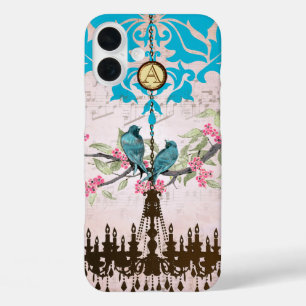 Monogram Kersenbloesem Vogel Kroonluchter iPhone 16 Plus Hoesje