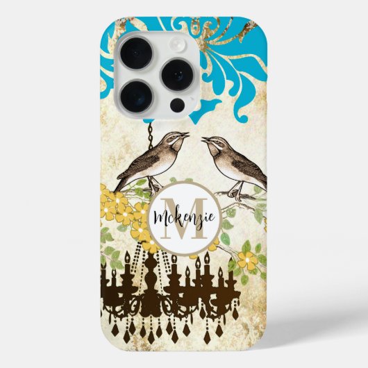 Monogram Kersenbloesem Vogel Kroonluchter iPhone Case-Mate iPhone Case (Achterkant)