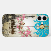 Monogram Kersenbloesem Vogel Kroonluchter iPhone Case-Mate iPhone Case (Achterkant (horizontaal))