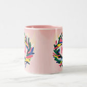 Monogram Kerst Bold Kleurrijke Krans Tweekleurige Koffiemok (Center)