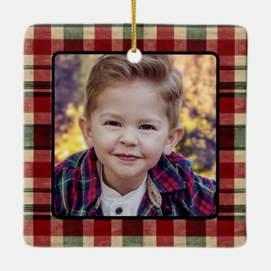 Monogram Kerst Elf Photo Tree Keramisch Ornament (Achterkant)
