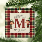 Monogram Kerst Elf Photo Tree Keramisch Ornament