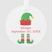 Monogram Kerst Elf Rood Groen Baby Gift Ornament (voorkant)