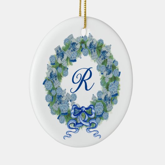 Monogram Kerst Ginger Jar Jars Chinoiserie Keramisch Ornament (Rechts)