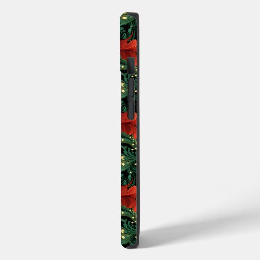 Monogram Kerst Groen Rood Art Noveau Case-Mate iPhone Case (Achterkant / Links)