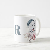 Monogram kerst Husky hond Koffiemok (Voorkant rechts)