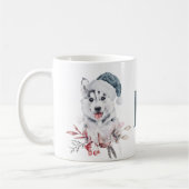 Monogram kerst Husky hond Koffiemok (Links)