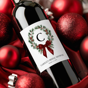 Monogram Kerst Krans Wijnlabel Wijn Etiket
