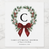Monogram Kerst Krans Wijnlabel Wijn Etiket (Enkel label)