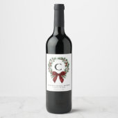 Monogram Kerst Krans Wijnlabel Wijn Etiket (Voorkant)