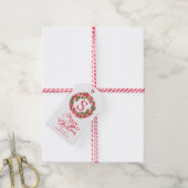 Monogram Kerst Mistletoe krans Cadeaulabel (Met Touw)
