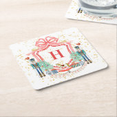 Monogram Kerst Notenkraker Crest Kartonnen Onderzetters (Schuin)