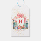 Monogram Kerst Notenkraker Crest Vierkant Papier Cadeaulabel (Voorkant)