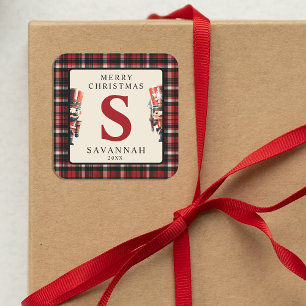 Monogram Kerst Notenkraker Gift Vierkante Sticker