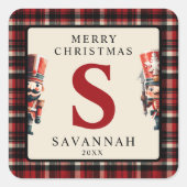 Monogram Kerst Notenkraker Gift Vierkante Sticker (Voorkant)