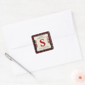 Monogram Kerst Notenkraker Gift Vierkante Sticker (Envelop)