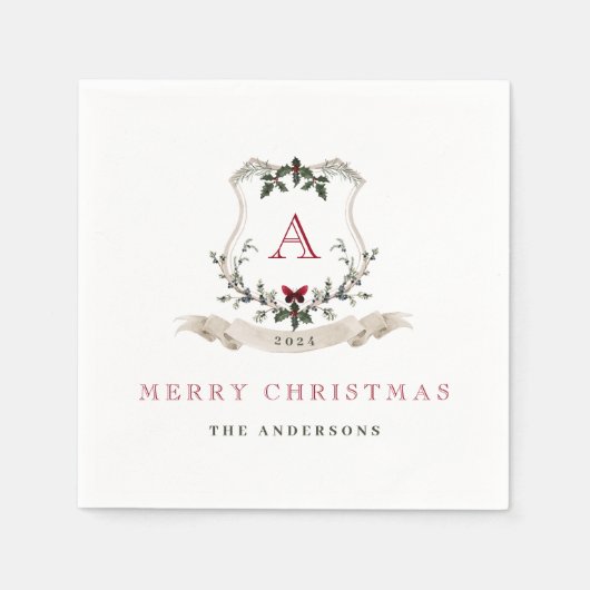 Monogram Kerst Papier servetten (Voorkant)