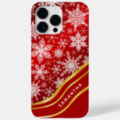 Monogram Kerst Rood Goud Wit Sneeuwvlokken Case-Mate iPhone Case (Achterkant)