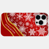 Monogram Kerst Rood Goud Wit Sneeuwvlokken Case-Mate iPhone Case (Achterkant (horizontaal))