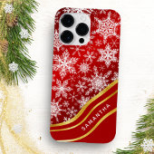 Monogram Kerst Rood Goud Wit Sneeuwvlokken Case-Mate iPhone Case