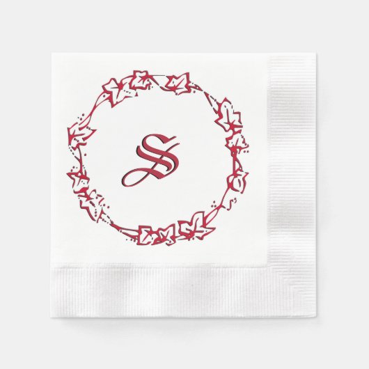 Monogram Kerst Rood Servet (Voorkant)
