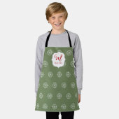 Monogram Kerst Schattige Eenvoudige Sneeuwvlok Gro Schort (Gedragen)