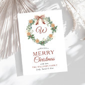 Monogram Kerst Sinaasappels Krans Bow Niet Foto Feestdagenkaart