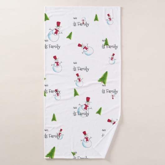 Monogram Kerst Sneeuwman Handdoek (Badhanddoek)