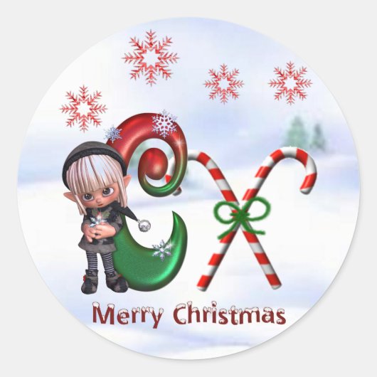 Monogram Kerst sticker C (Voorkant)