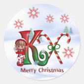 Monogram Kerst sticker K (Voorkant)