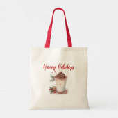 Monogram Kerst Vakantie Koffie Mingle Canvas tas (Achterkant)