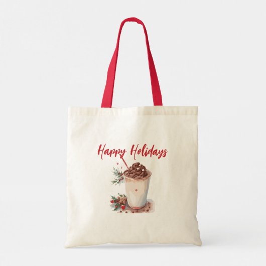 Monogram Kerst Vakantie Koffie Mingle Canvas tas (Achterkant)