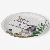 Monogram Kerst Waterverf Gnome Schort Papieren Bordje (Gekanteld)