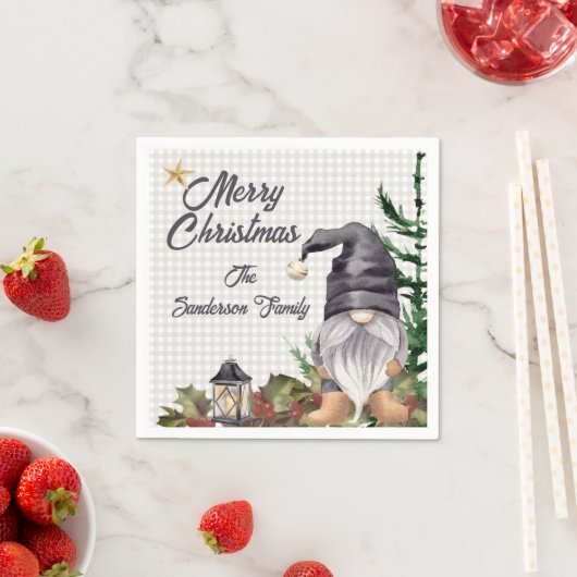 Monogram Kerst Waterverf Gnoom Servet (Insitu)