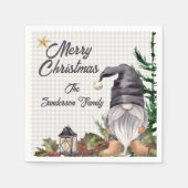 Monogram Kerst Waterverf Gnoom Servet (Voorkant)