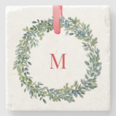 Monogram Kerst Waterverf Onderzetter (Voorkant)