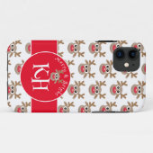 Monogram Kerst Wit Rood Schattige rendierpatroon Case-Mate iPhone Case (Achterkant (horizontaal))