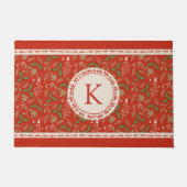Monogram Kerst Woodlands Rood Deurmat (Voorkant)