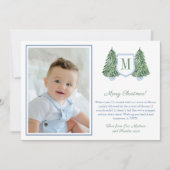 Monogram kerstboom Prettige feestdagen Foto Feestdagenkaart (Voorkant)