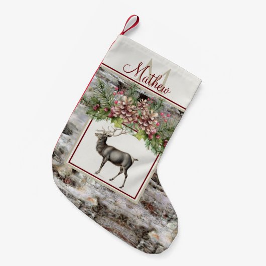  monogram kerstboomrendier kleine kerstsok (Voorkant (Hangend))