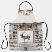 monogram kerstboomrendier schort (Voorkant)