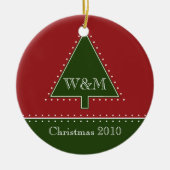 Monogram kerstboomversiering keramisch ornament (Voorkant)