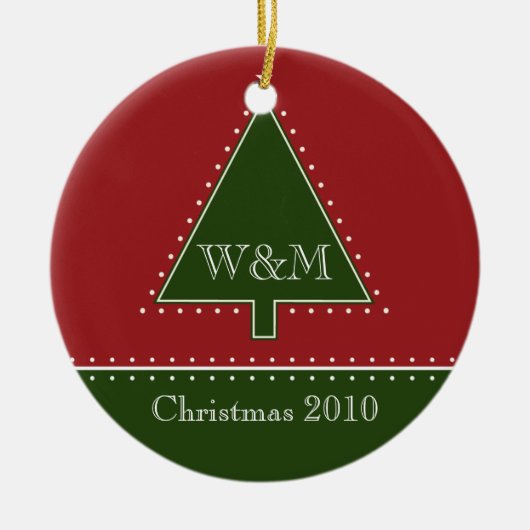 Monogram kerstboomversiering keramisch ornament (Voorkant)