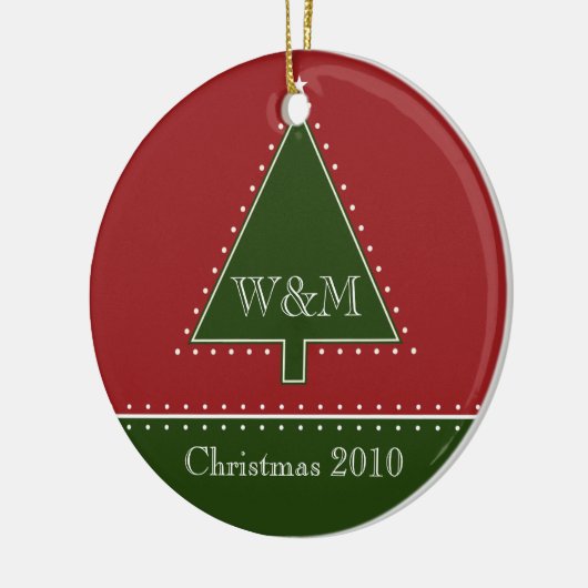 Monogram kerstboomversiering keramisch ornament (Links)