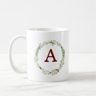 Monogram kerstcadeau met feestdag koffiemok